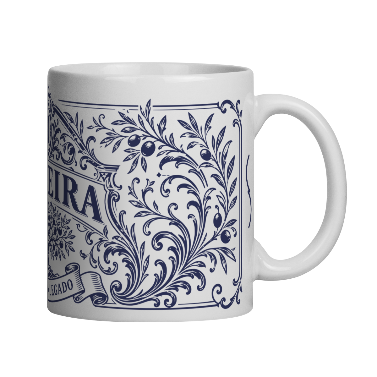 Mockup de Caneca V1 em vista com alça à direita