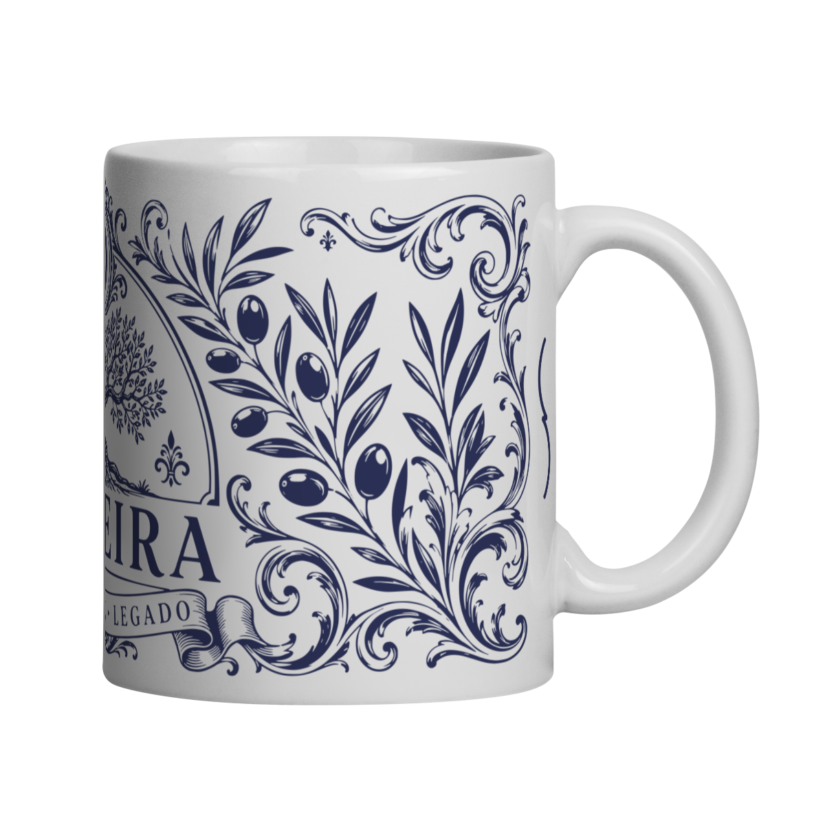 Mockup de Caneca V2 em vista com alça à direita