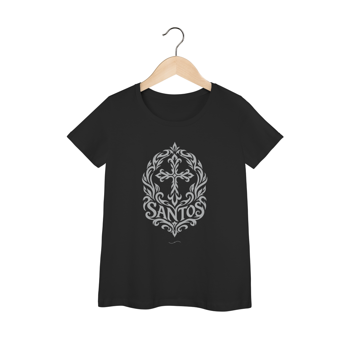 Mockup de Baby Long Tribal Cinza em preto