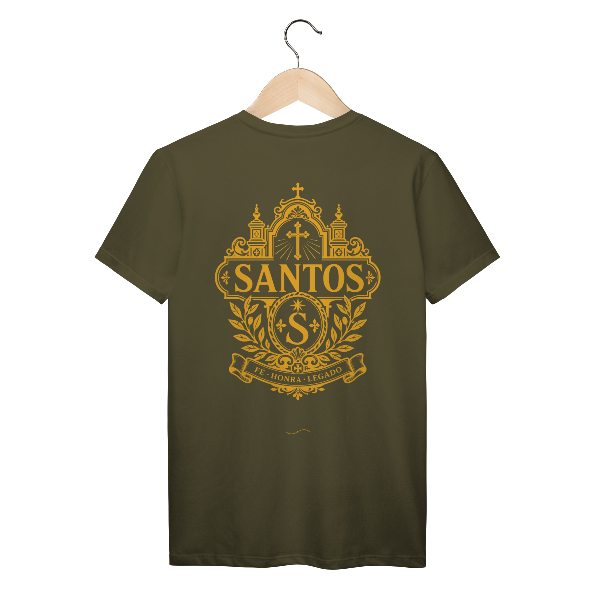 Mockup de Camiseta V1 Costas em verde-musgo
