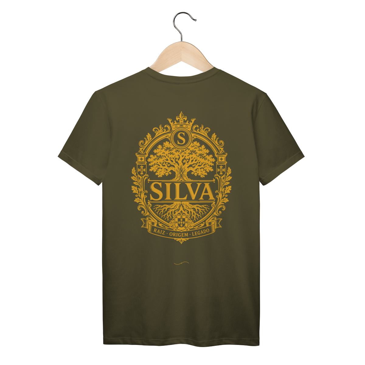 Mockup de Camiseta V1 Costas em verde-musgo