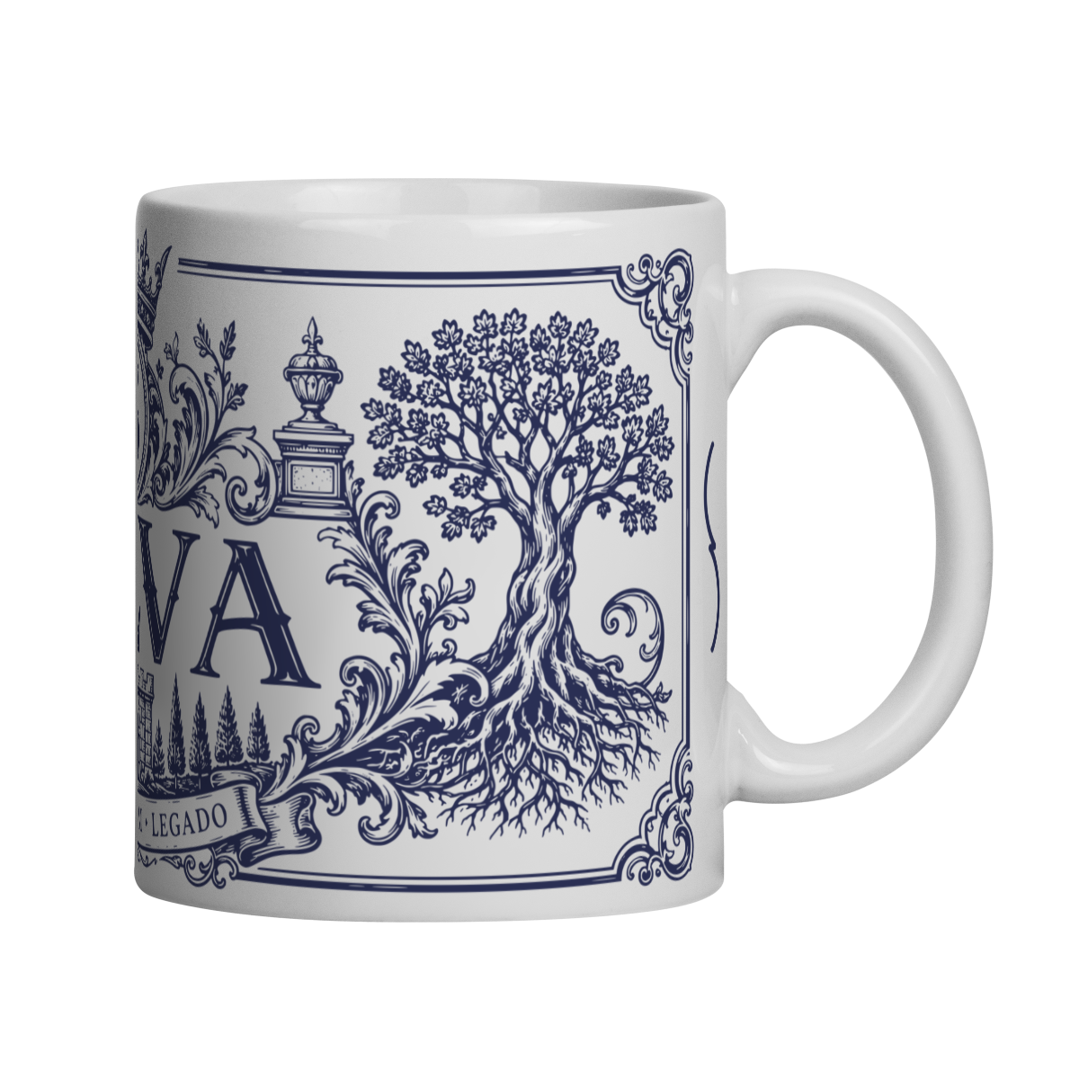 Mockup de Caneca V2 em vista com alça à direita