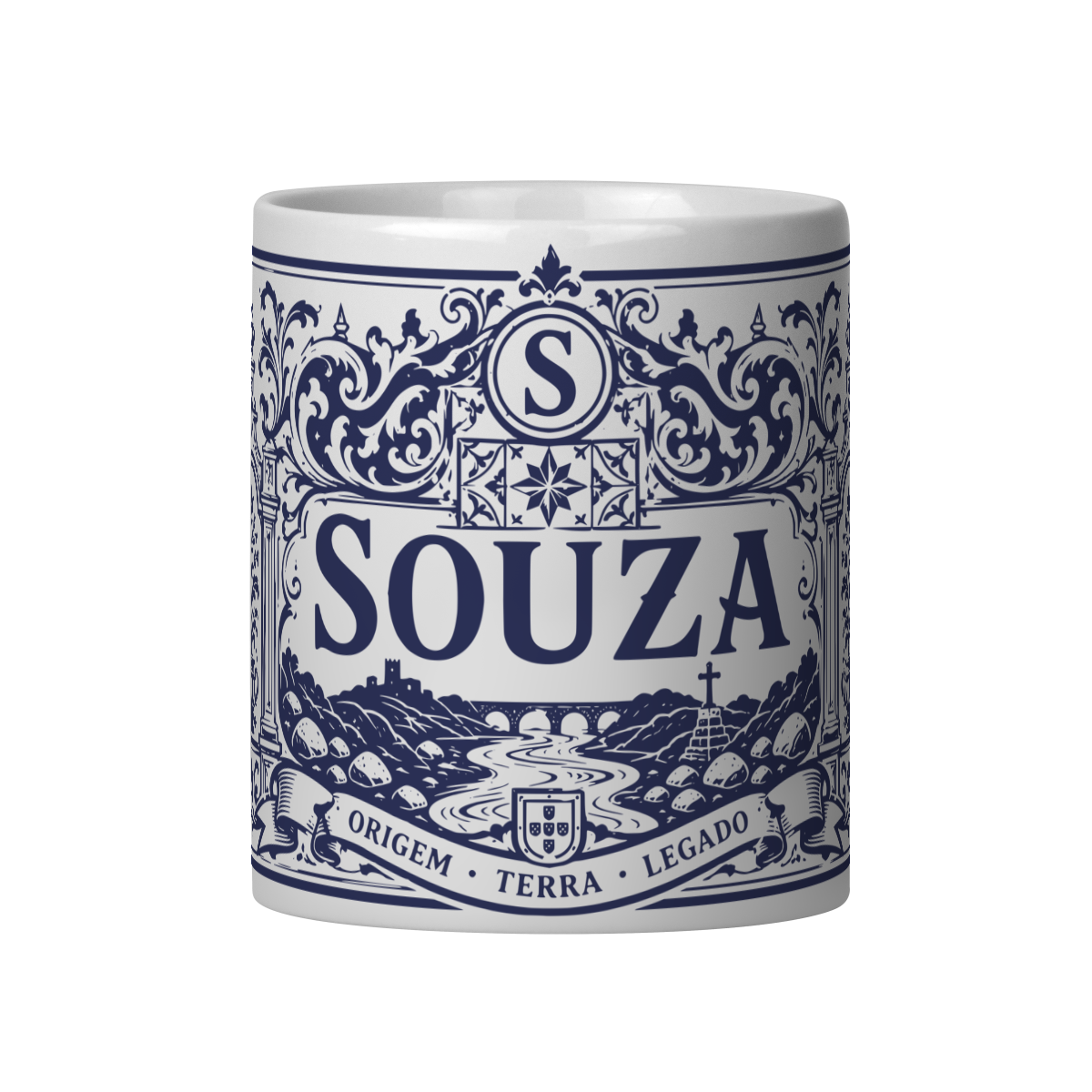 Mockup de Caneca V2 em vista com alça à esquerda