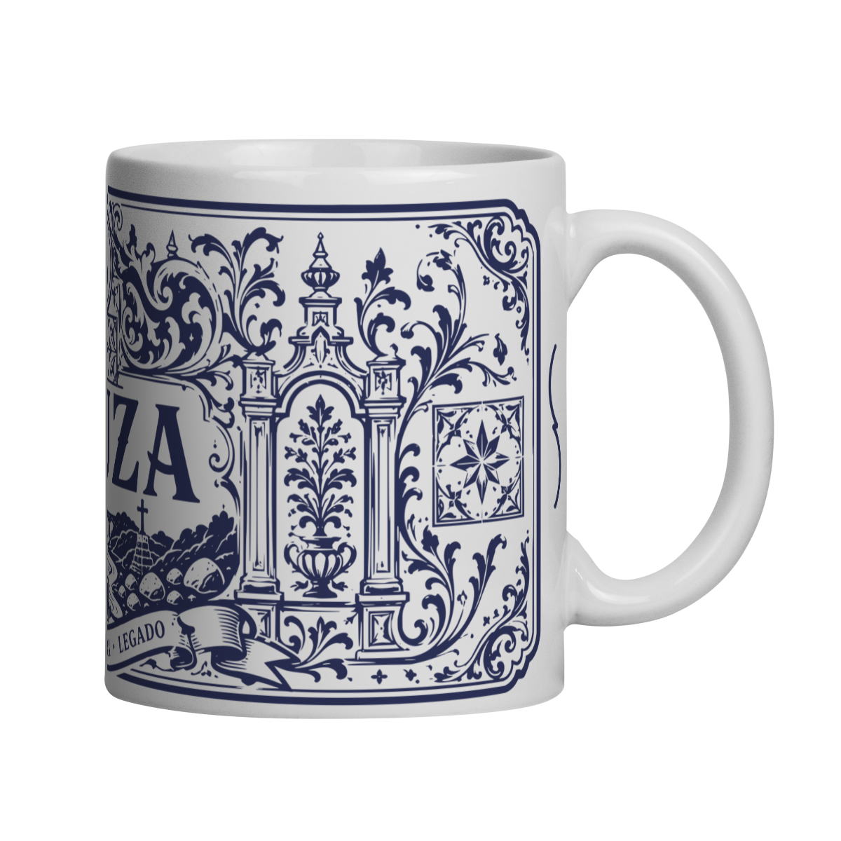 Mockup de Caneca V2 em vista com alça à direita