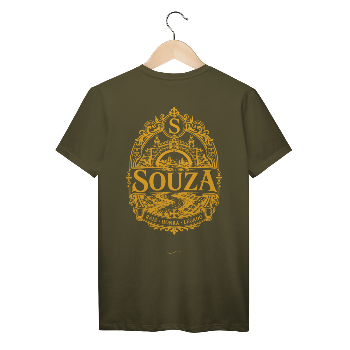 Mockup de Camiseta V1 Costas em verde-musgo